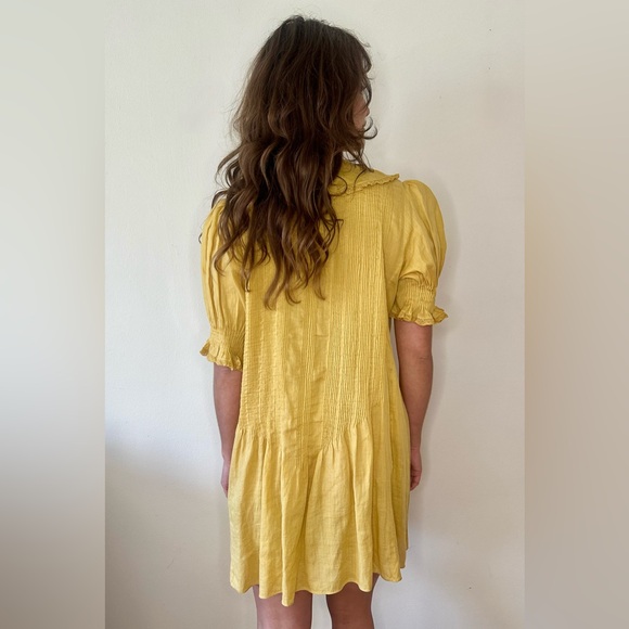 Doen mustard pintucked ruffle dress - Picture 5 of 11